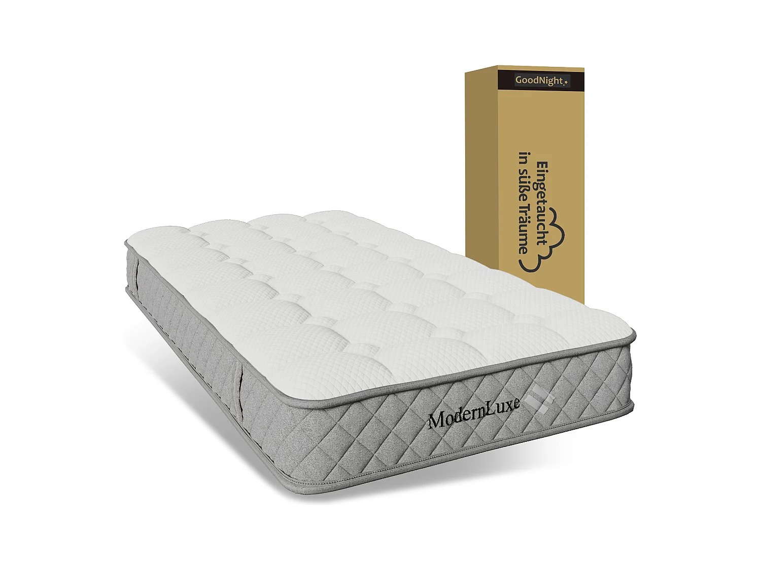 Matelas à ressorts 90x200 cm - 20 cm d'épaisseur - dureté H3 - avec noyau à ressorts ensachés à 7 zones - Blanc + Gris