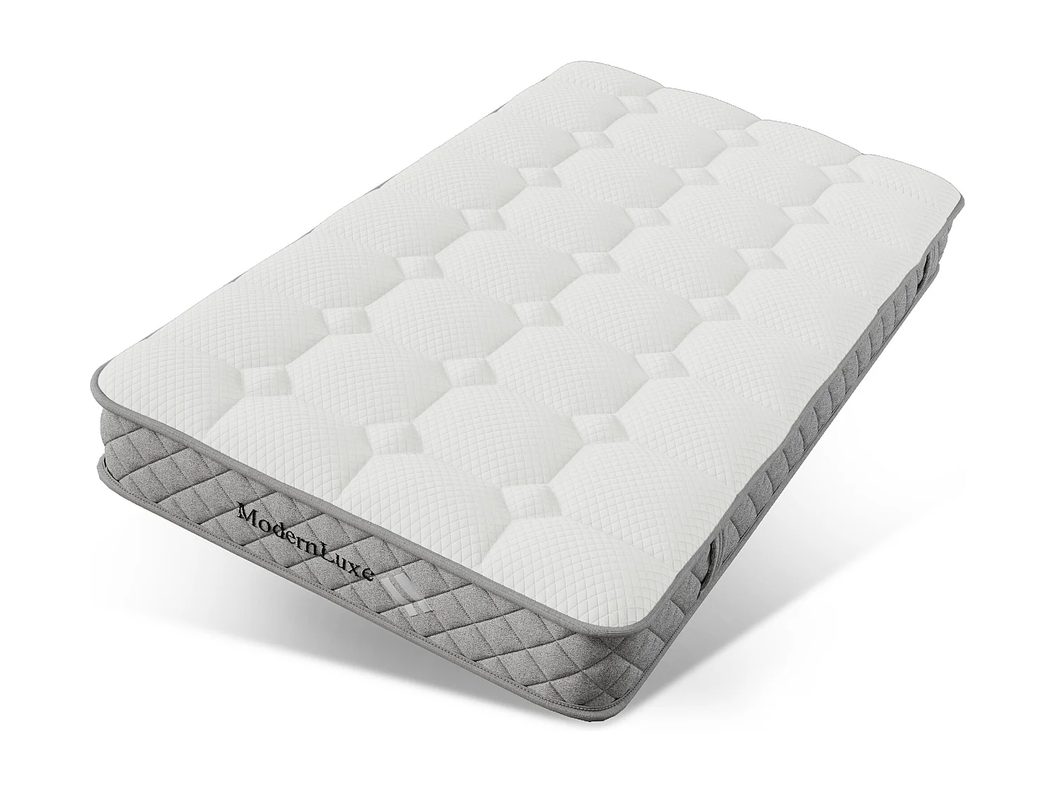 Federkernmatratze 90×200 cm - 20 cm Dicke - Härtegrad H3 - mit 7-Zonen-Taschenfederkern - weiß + grau