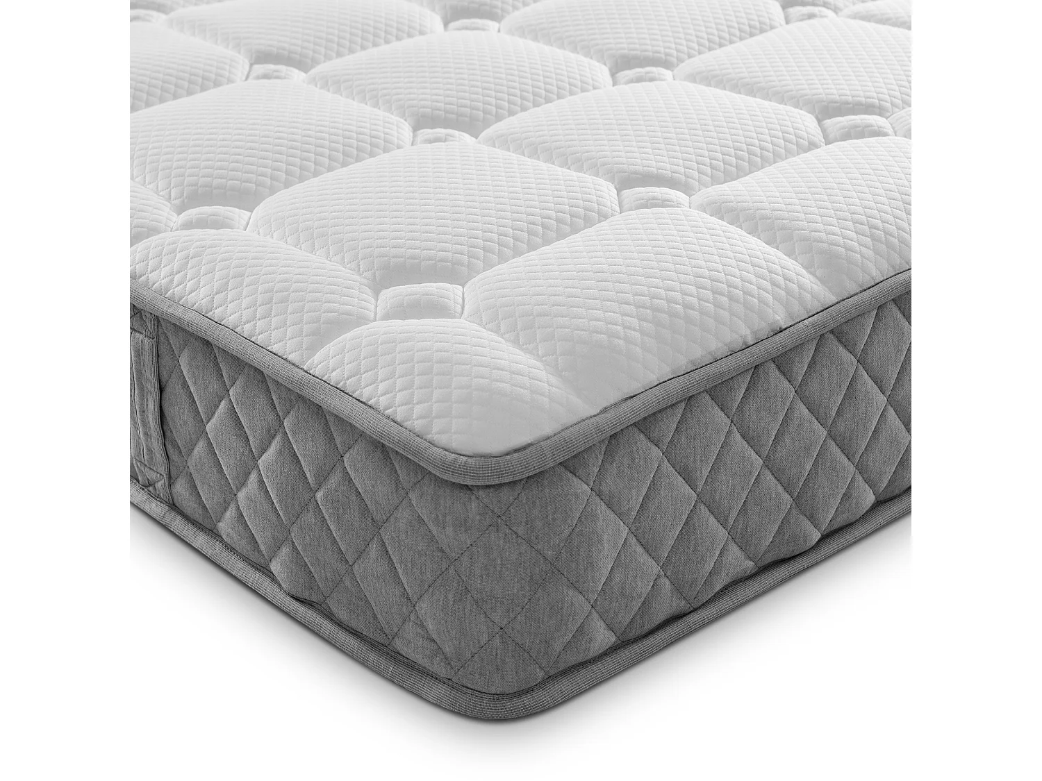 Materasso a molle 90×200 cm - 20 cm di spessore - durezza H3 - con anima a molle insacate a 7 zone - bianco + grigio