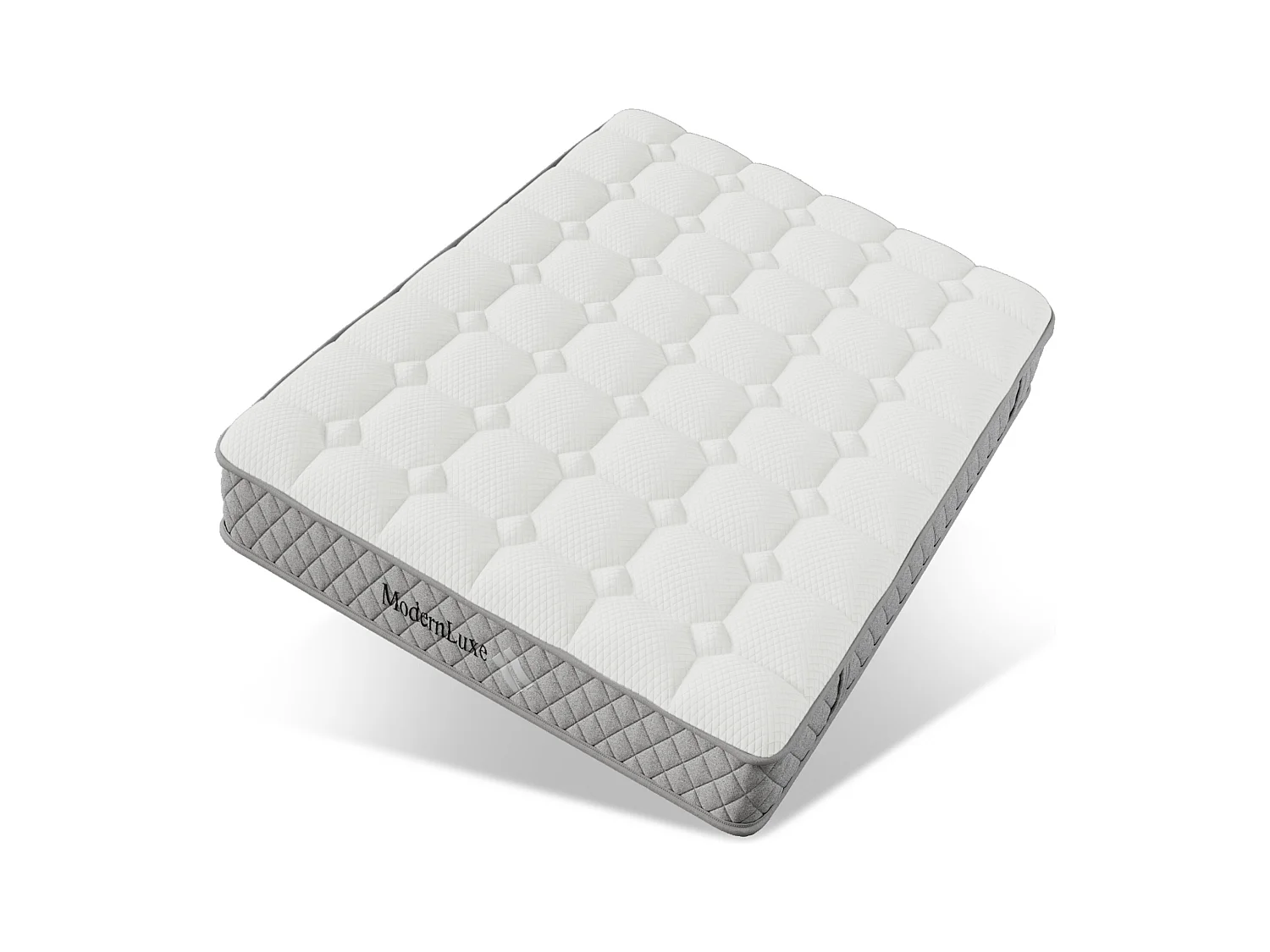 Federkernmatratze 160×200 cm - 20 cm Dicke - Härtegrad H3 - mit 7-Zonen-Taschenfederkern - weiß + grau