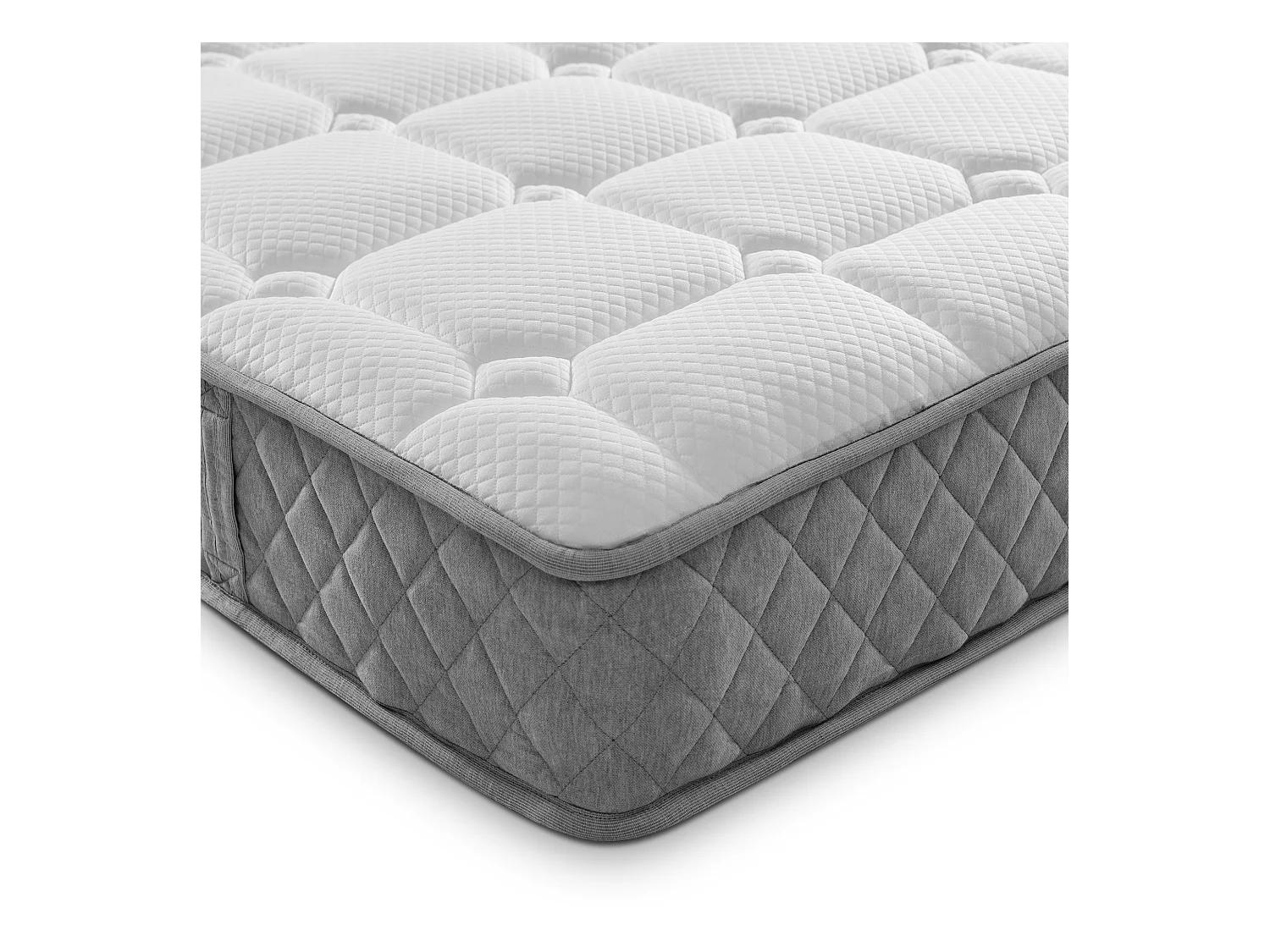 Federkernmatratze 160×200 cm - 20 cm Dicke - Härtegrad H3 - mit 7-Zonen-Taschenfederkern - weiß + grau