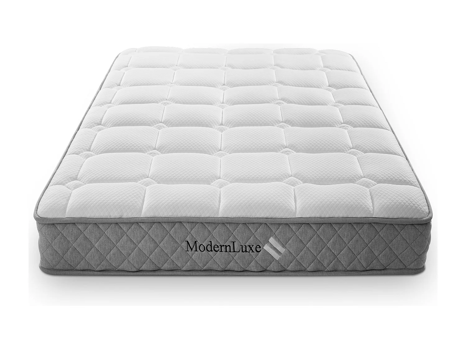 Matelas à ressorts 160x200 cm - 20 cm d'épaisseur - dureté H3 - avec noyau à ressorts ensachés à 7 zones - Blanc + Gris