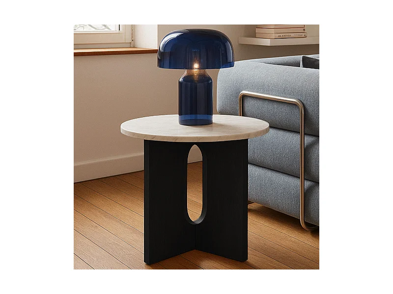 Moderne ronde salontafel 50 cm zwart marmerlook