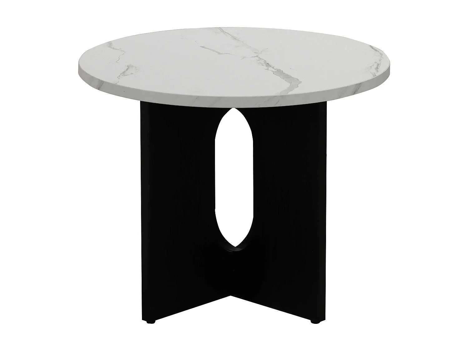 Table basse moderne ronde 50 cm effet marbre noir