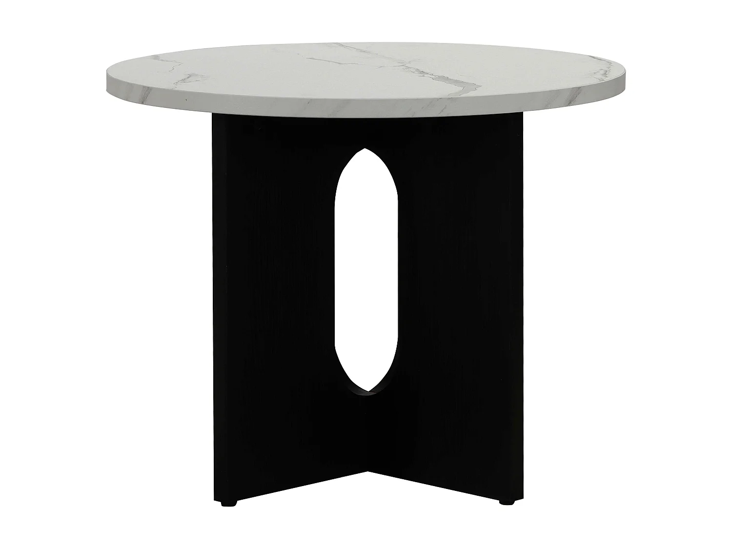 Table basse moderne ronde 50 cm effet marbre noir