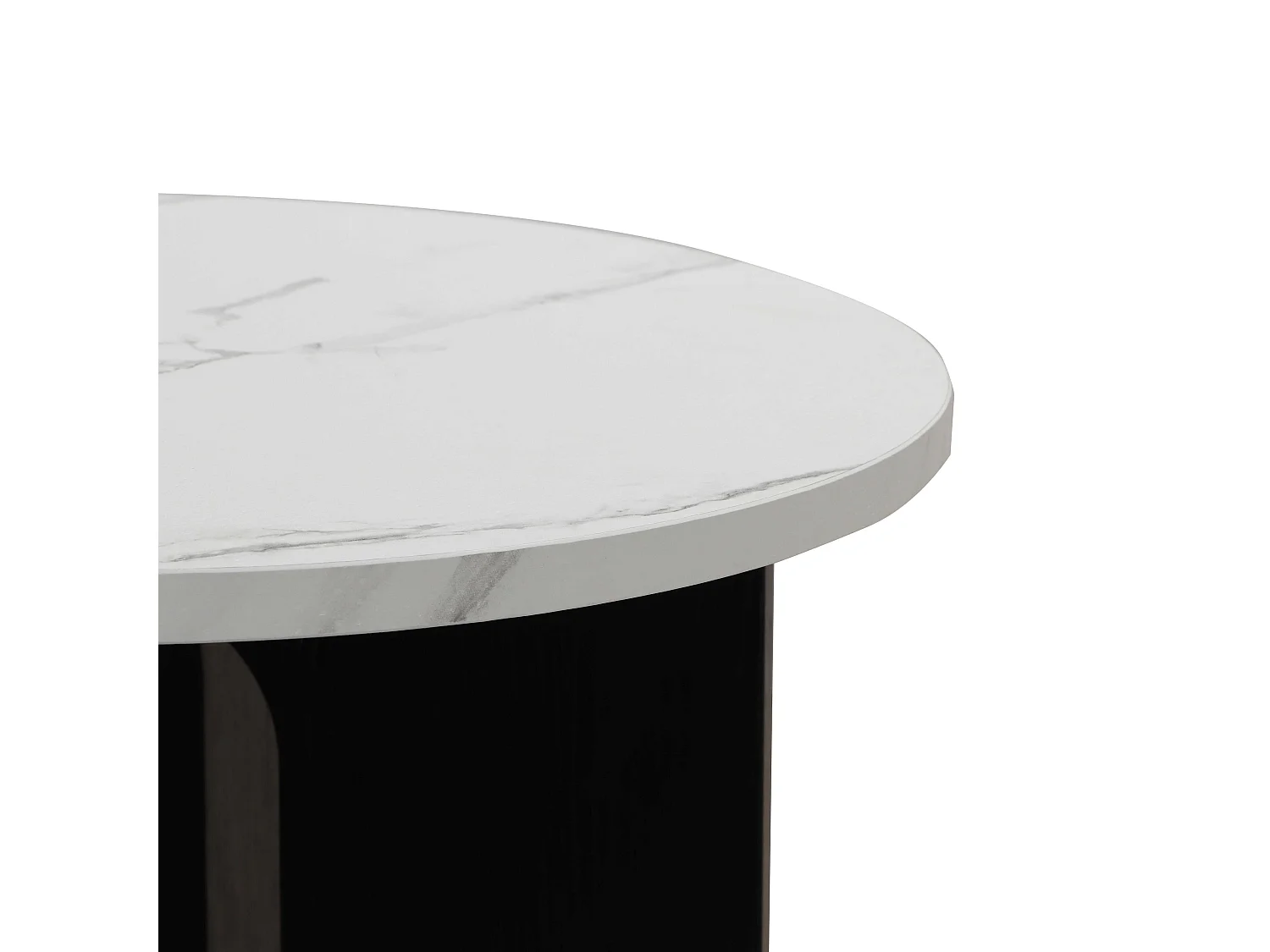 Table basse moderne ronde 50 cm effet marbre noir
