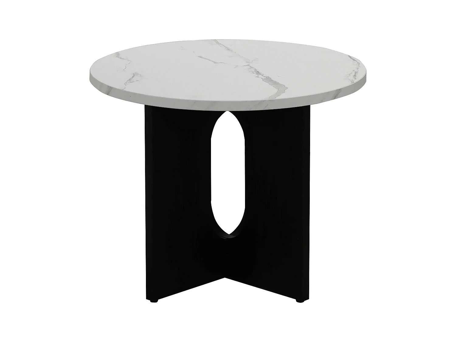 Table basse moderne ronde 50 cm effet marbre noir