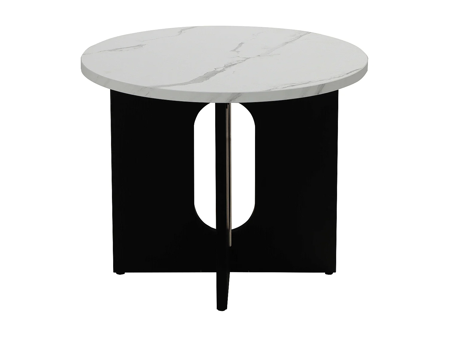Table basse moderne ronde 50 cm effet marbre noir