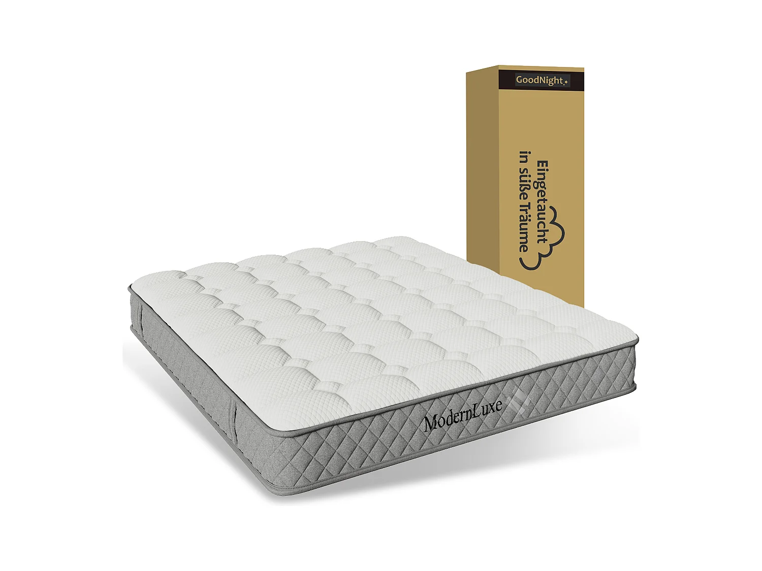 Matelas à ressorts 120x200 cm - 20 cm d'épaisseur - dureté H3 - avec noyau à ressorts ensachés à 7 zones - Blanc + Gris