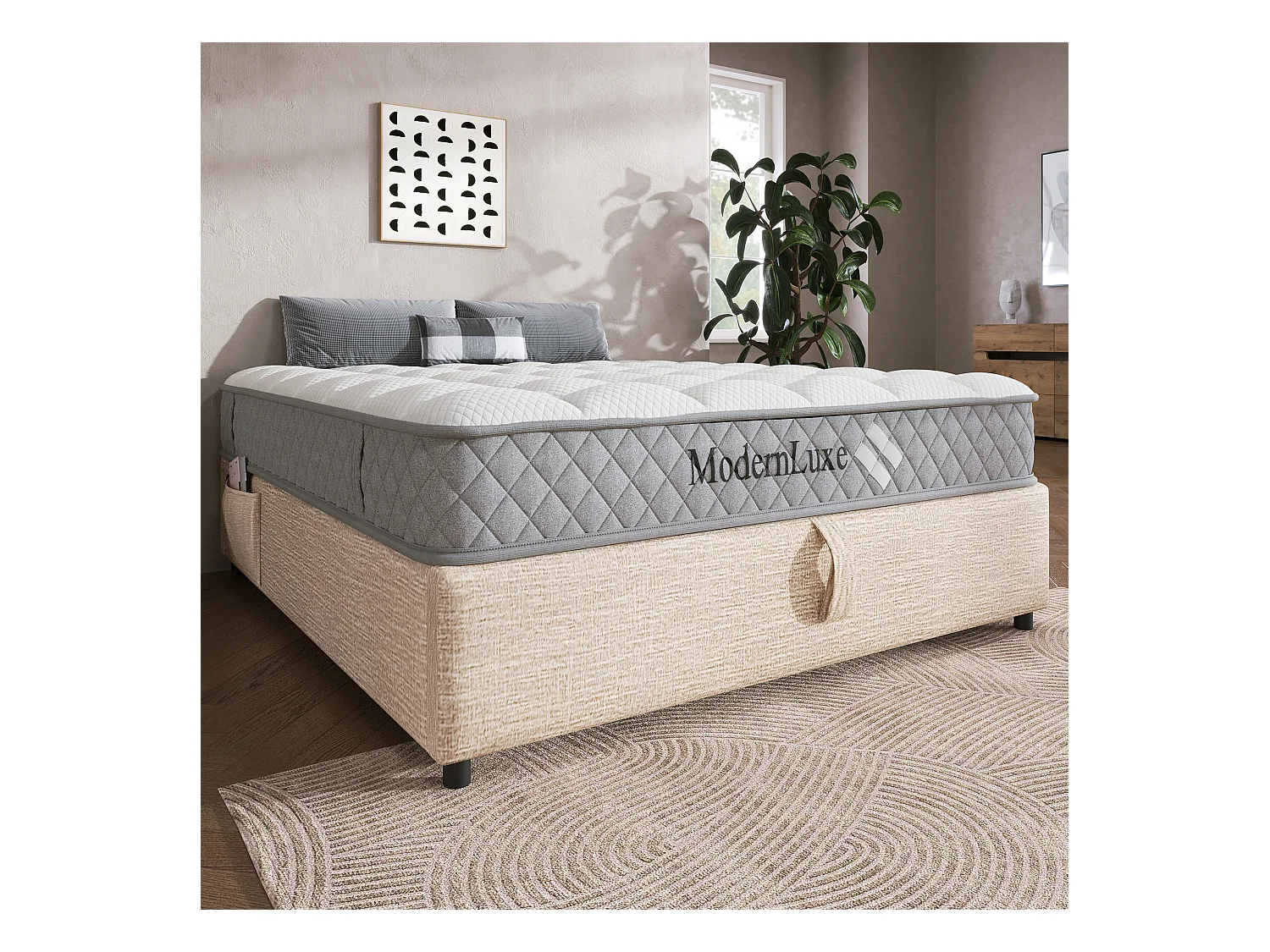 Federkernmatratze 140×200 cm - 20 cm Dicke - Härtegrad H3 - mit 7-Zonen-Taschenfederkern - weiß + grau