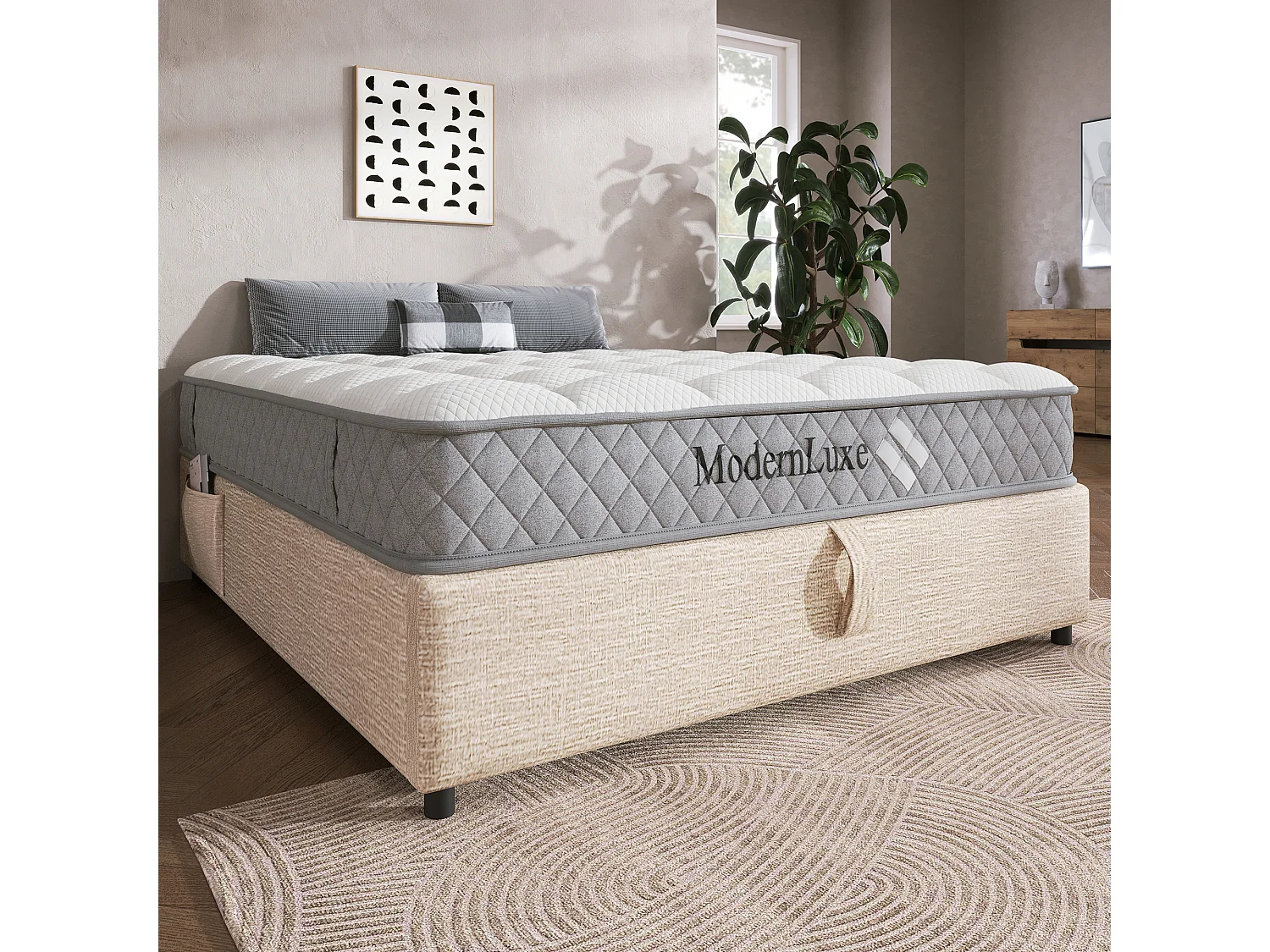 Federkernmatratze 140×200 cm - 20 cm Dicke - Härtegrad H3 - mit 7-Zonen-Taschenfederkern - weiß + grau