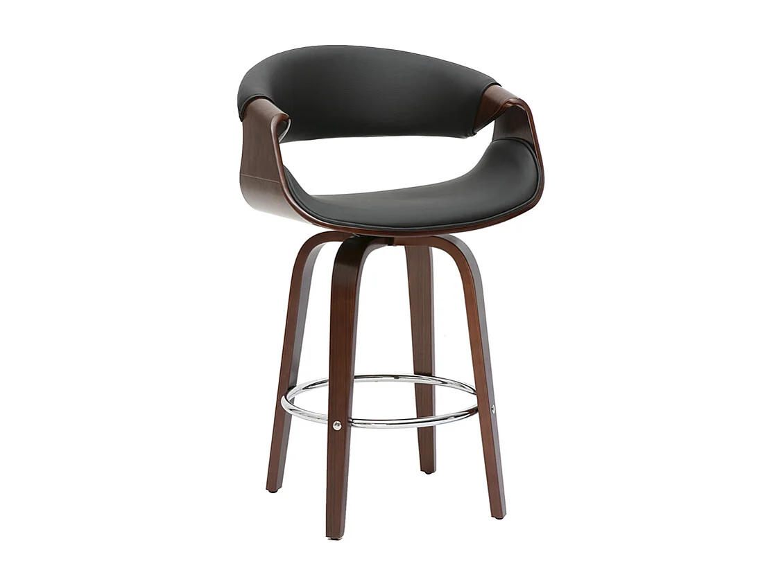 Design Barhocker schwarz und dunkles Holz 65 cm ARAMIS
