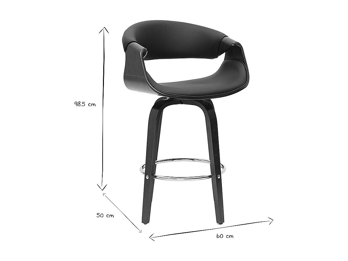 Design Barhocker schwarz und dunkles Holz 65 cm ARAMIS