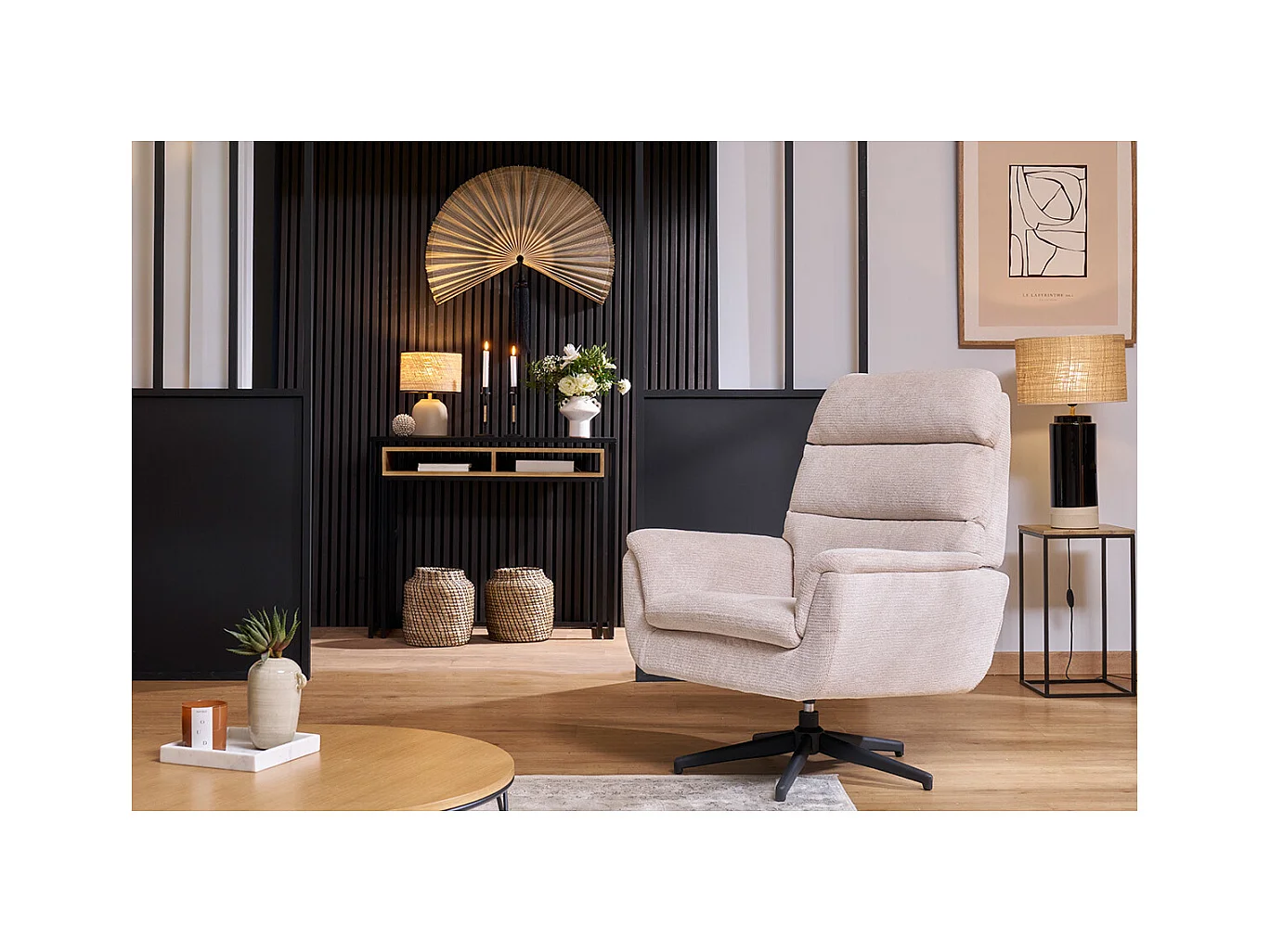 Fauteuil pivotant noir JONAH