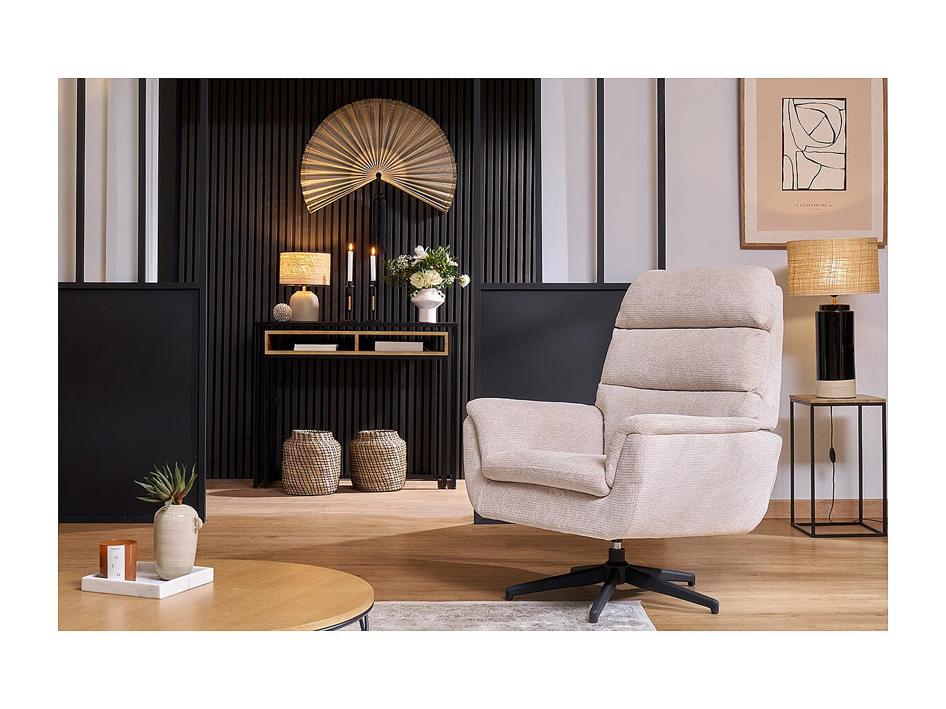 Fauteuil pivotant noir JONAH