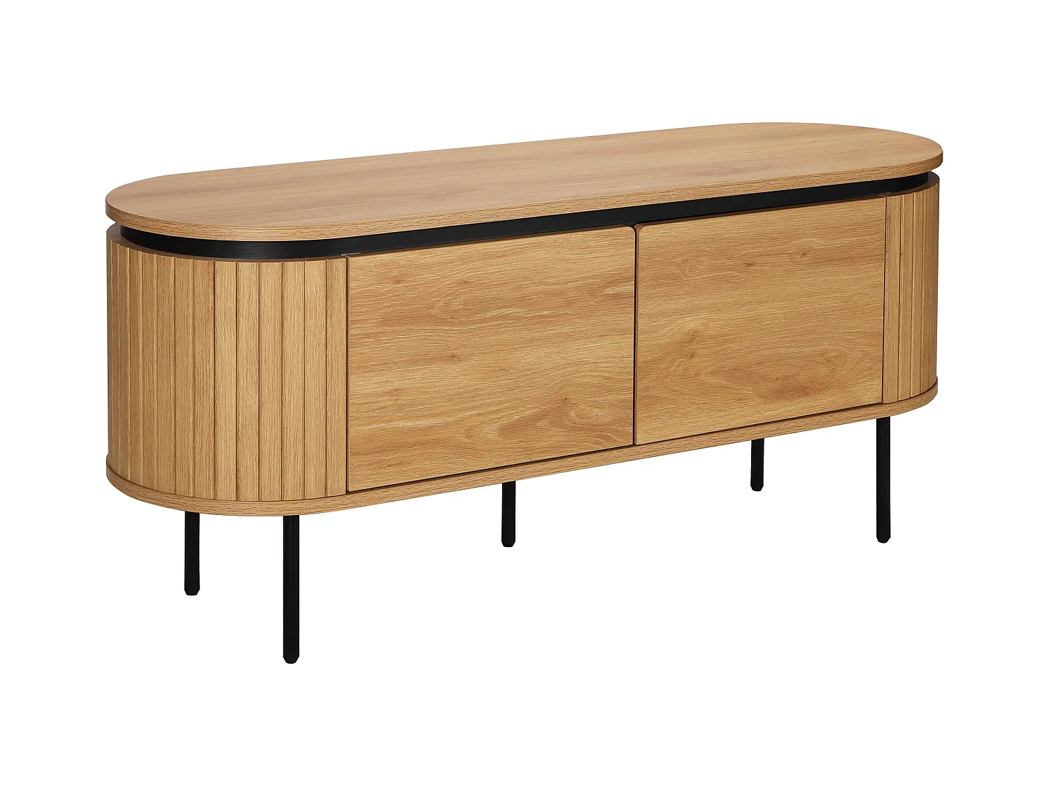 Meuble TV rectangulaire 2 portes L120 cm effet bois clair