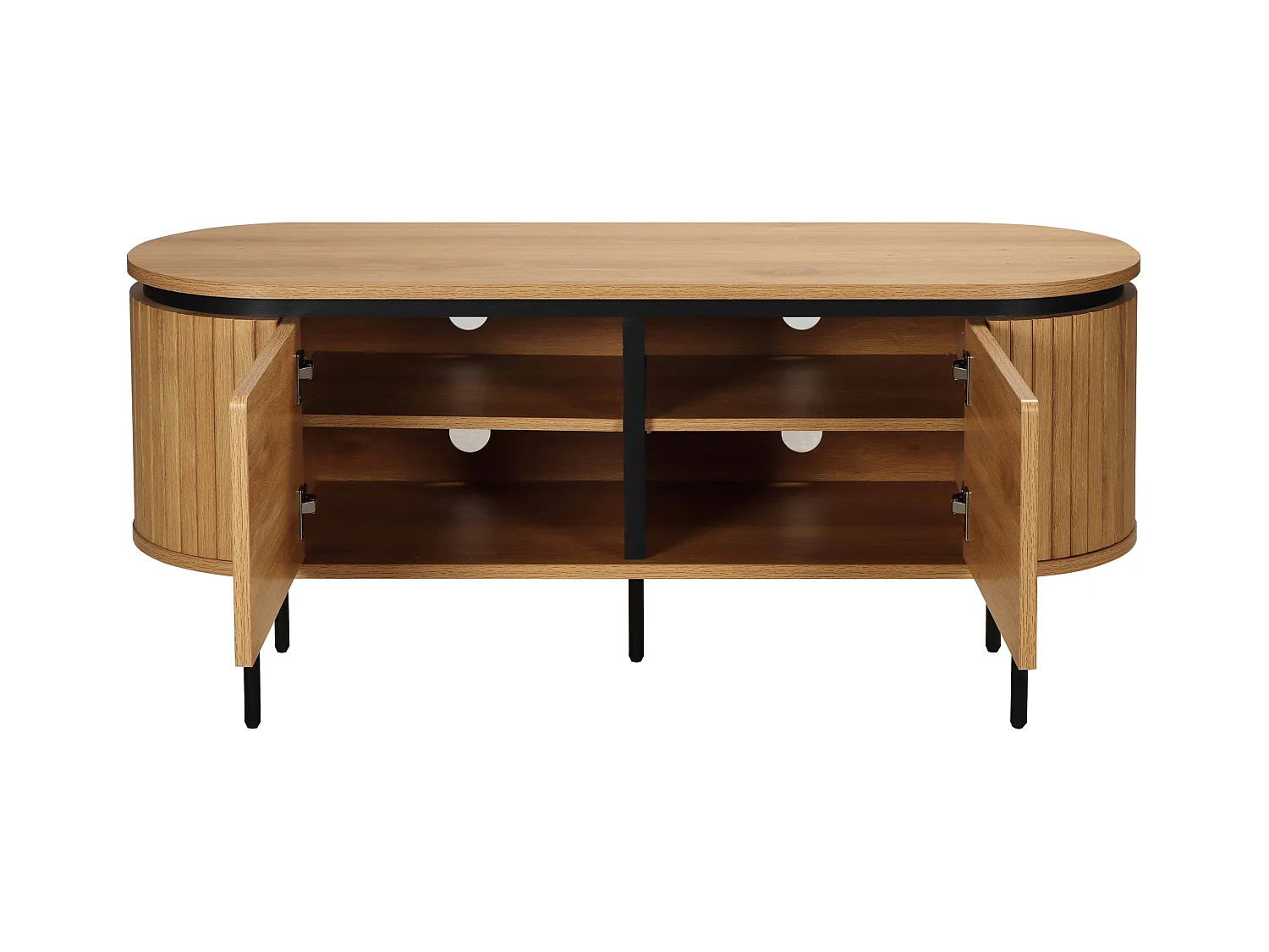 Meuble TV rectangulaire 2 portes L120 cm effet bois clair