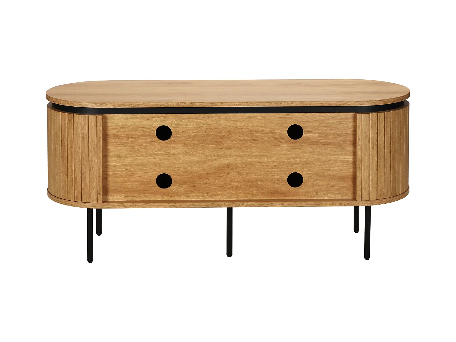 Meuble TV rectangulaire 2 portes L120 cm effet bois clair