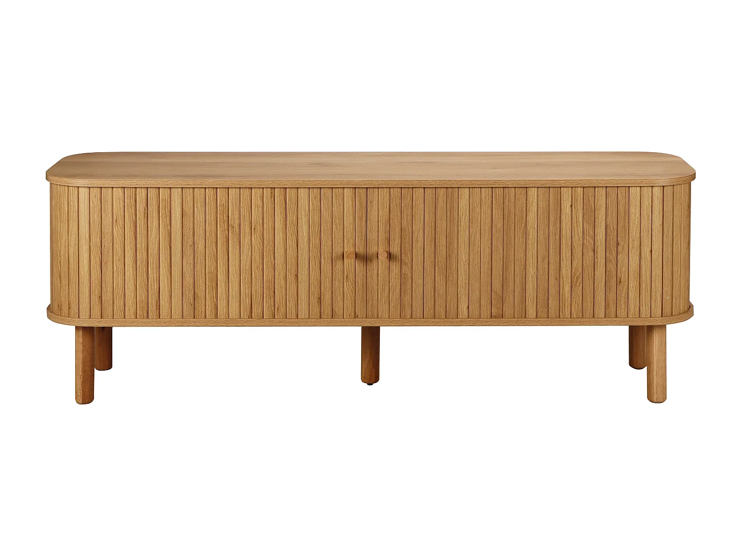 Meuble TV scandinave rectangulaire 2 portes L150 cm effet bois clair