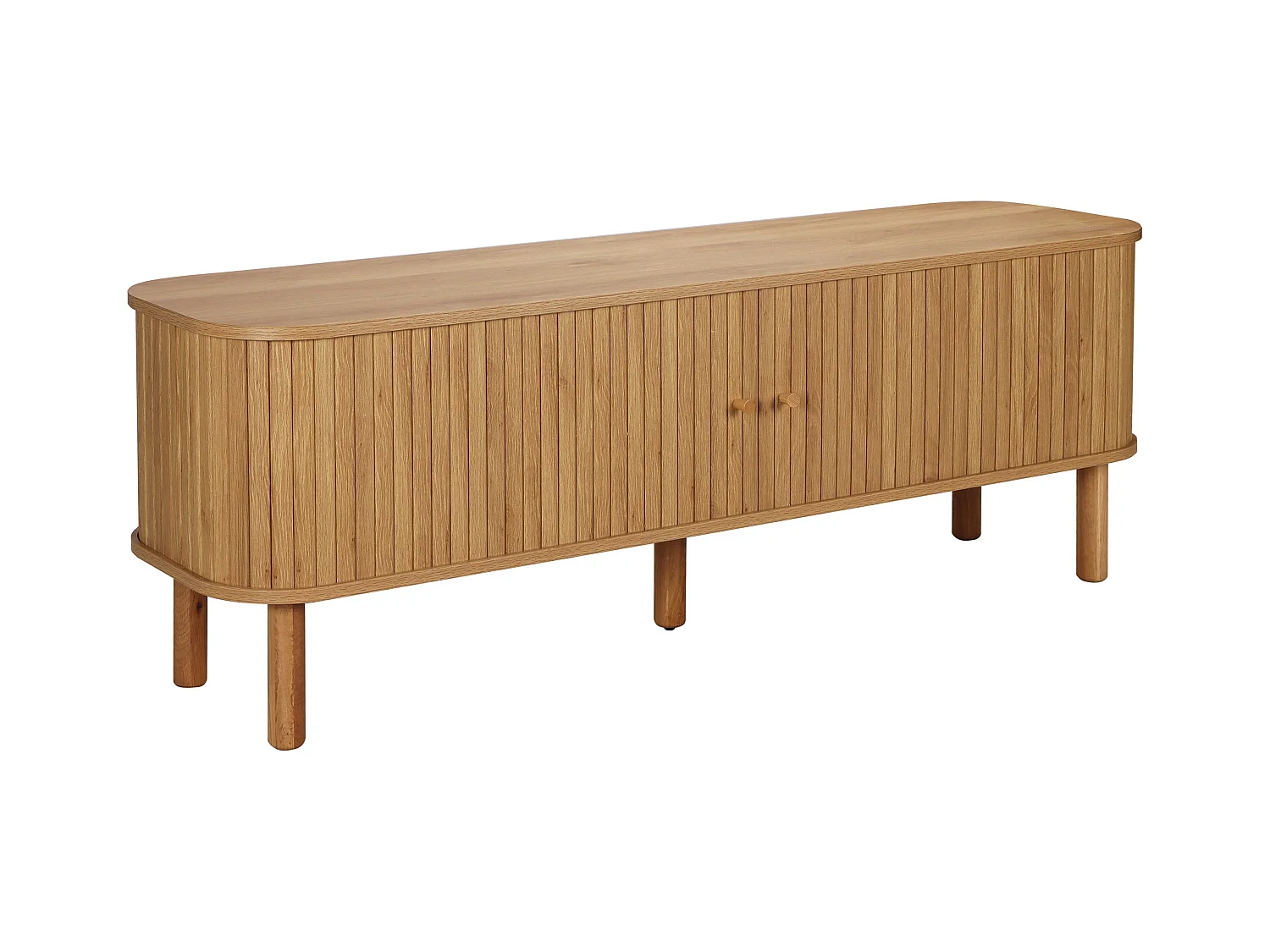 Meuble TV scandinave rectangulaire 2 portes L150 cm effet bois clair