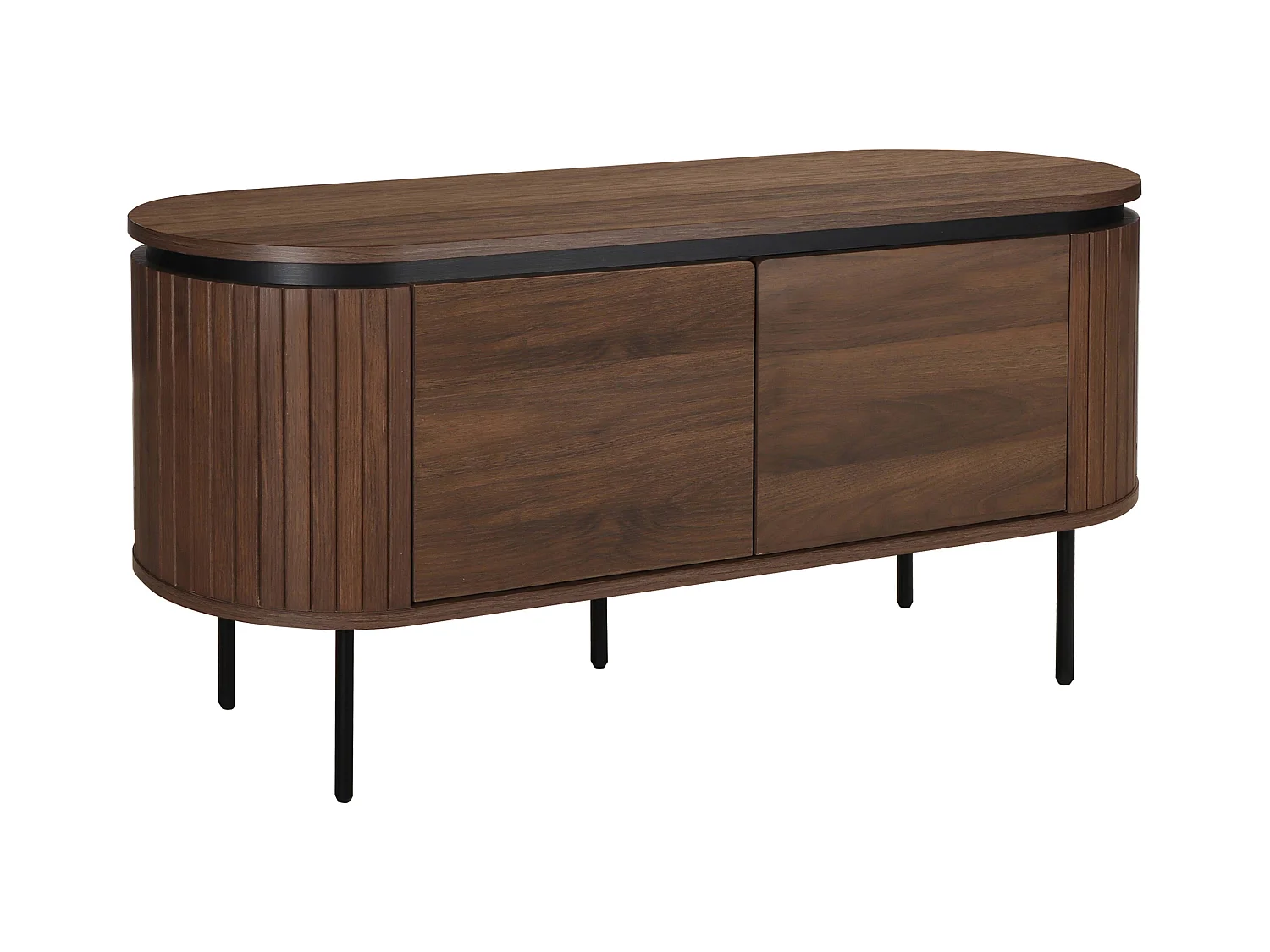 Meuble TV rectangulaire 2 portes L120 cm effet bois foncé