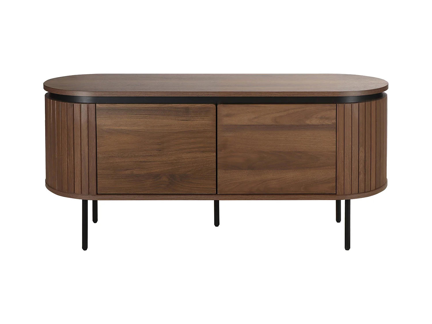 Meuble TV rectangulaire 2 portes L120 cm effet bois foncé