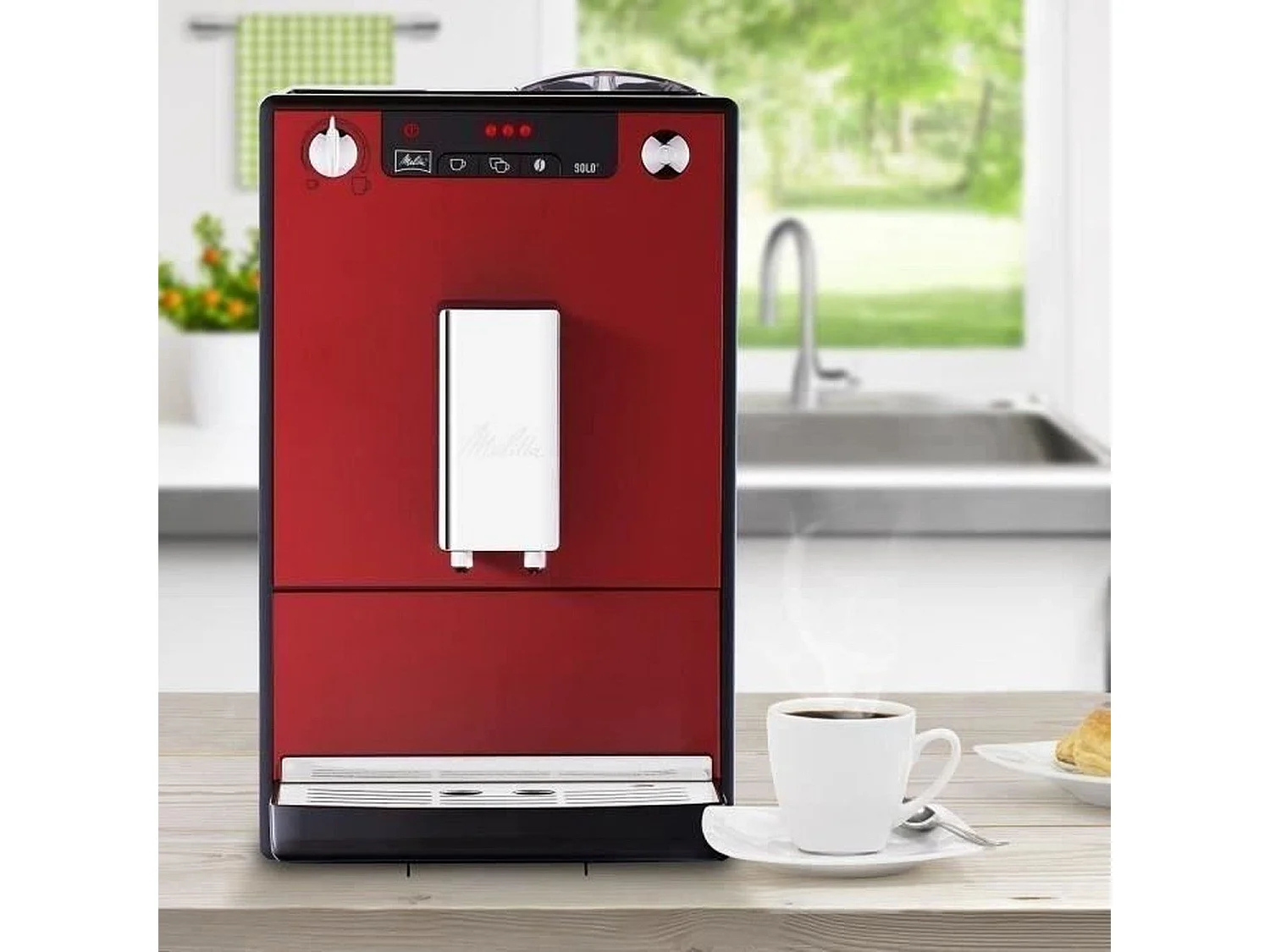 Cafetera automática Solo de grano a taza - Rojo chile