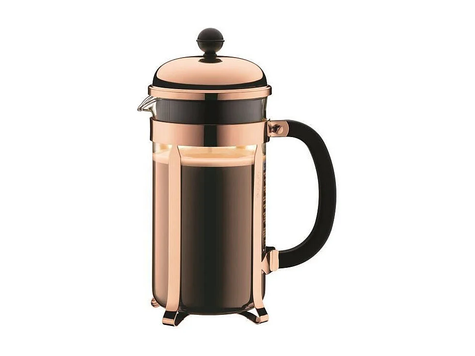Zestaw French Press BODUM CHAMBORD - 8 Filiżanek - Brązowy - 1L z 2 Szklankami Podwójną Ścianką Pavina 0,35l