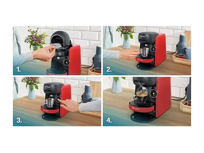 Cafetera multibebidas TASSIMO TAS163E - T16 Finesse - 1400 W - 0,7 L - Roja