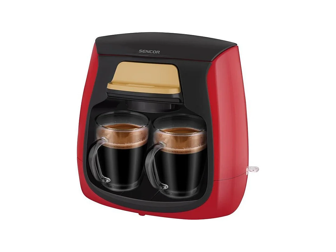 Machine a café - SENCOR - SCE 2101RD - 0,3 L - 500 W - 2 tasses incluses - Rouge