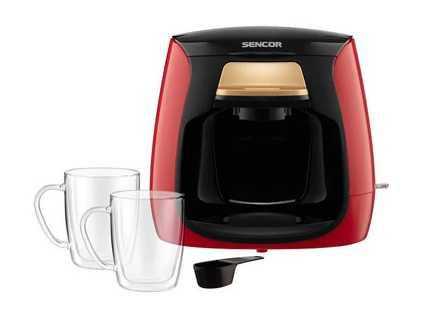 Machine a café - SENCOR - SCE 2101RD - 0,3 L - 500 W - 2 tasses incluses - Rouge