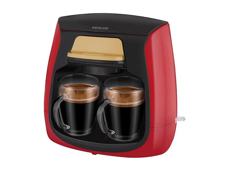 Machine a café - SENCOR - SCE 2101RD - 0,3 L - 500 W - 2 tasses incluses - Rouge