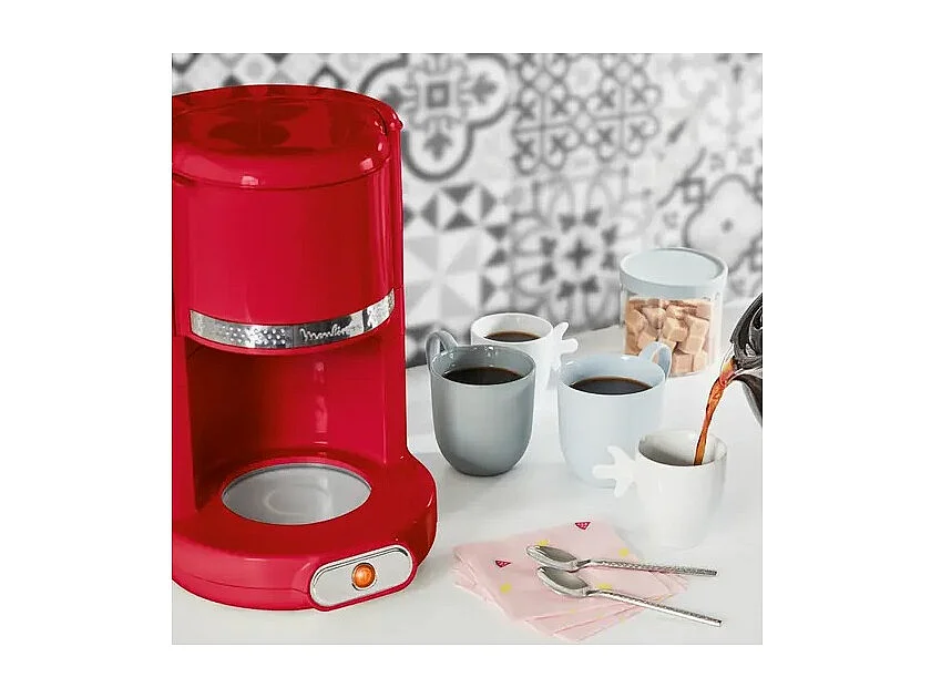 Moulinex Soleil Kaffeemaschine mit Filter 1000W 15 Tassen Retro Rot