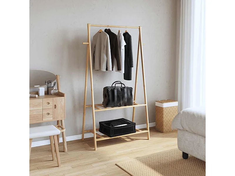 Porte vêtement avec étagères 96x45,5x150,5 cm bambou