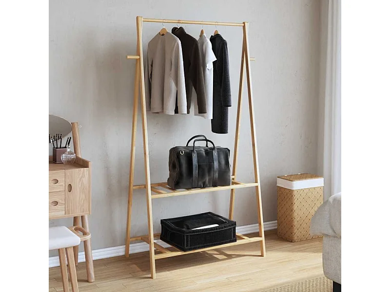 Porte vêtement avec étagères 96x45,5x150,5 cm bambou
