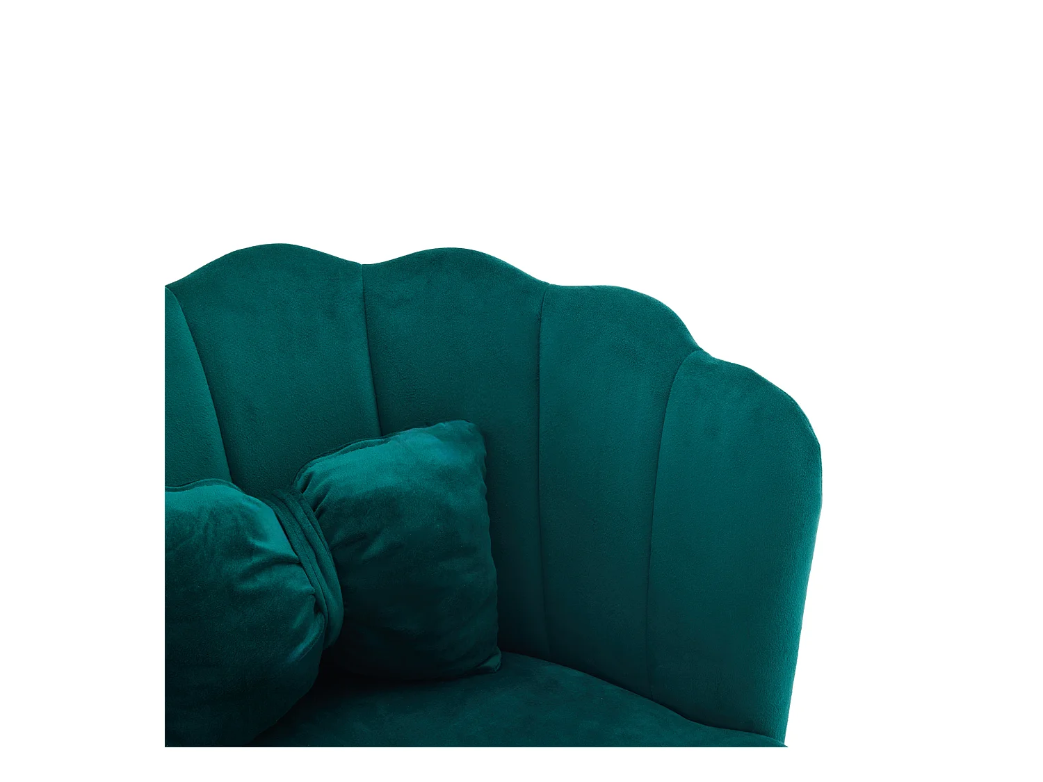 Chaise à manger en velours rembourré avec coussin et pieds en métal - dossier en pétales - bois - vert (2 pièces)