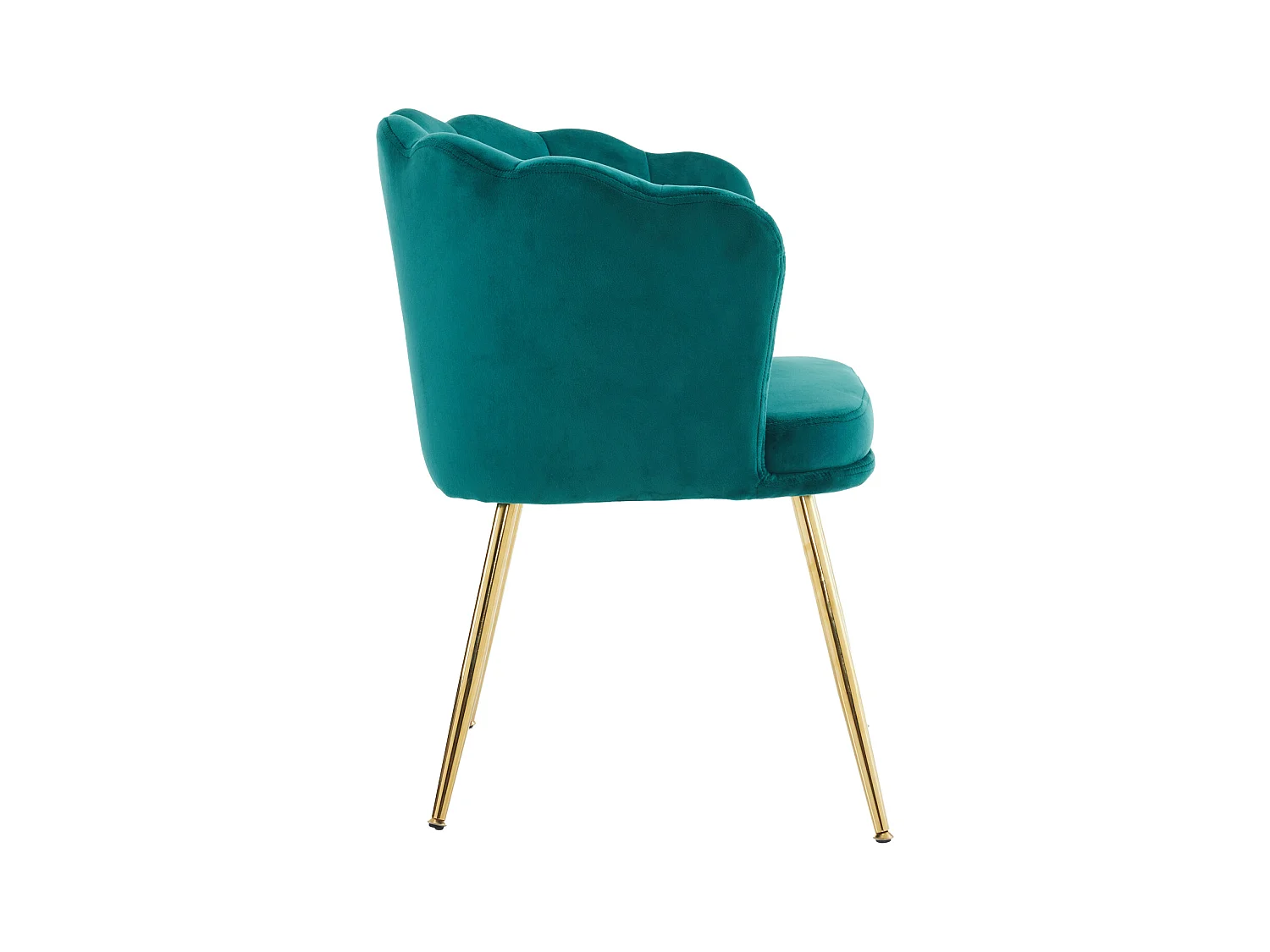 Chaise à manger en velours rembourré avec coussin et pieds en métal - dossier en pétales - bois - vert (2 pièces)