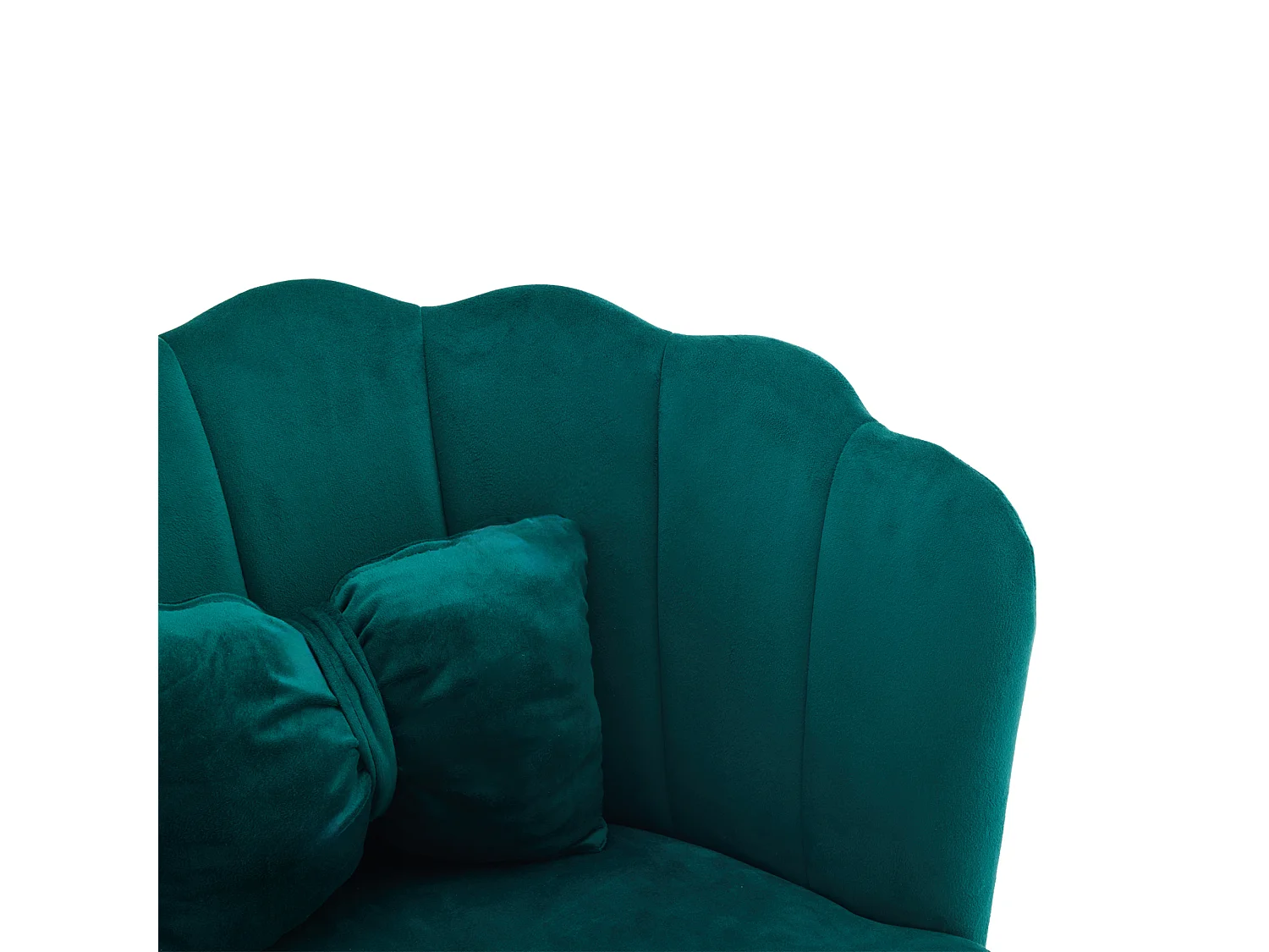 Chaise à manger en velours rembourré 2 pièces avec coussin et pieds en métal - dossier en pétales - bois - vert