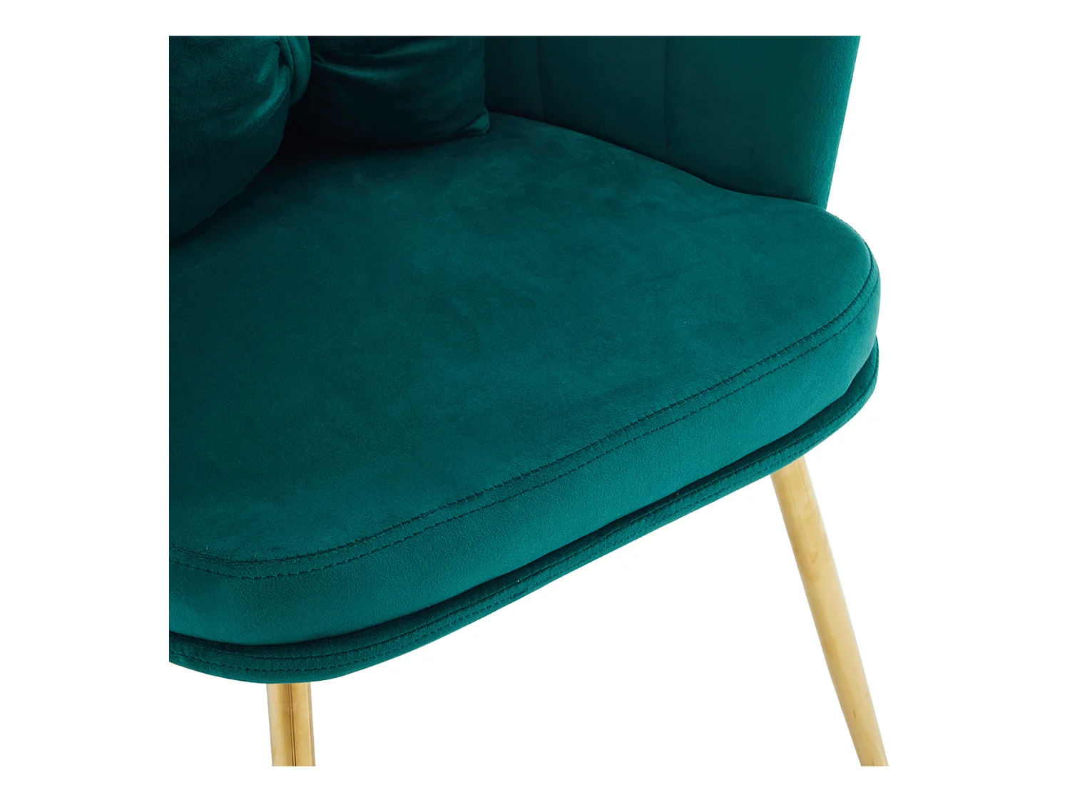 Chaise à manger en velours rembourré avec coussin et pieds en métal - dossier en pétales - bois - vert