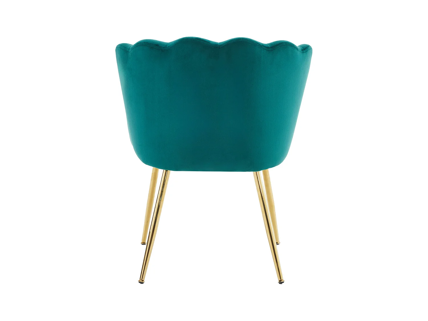 Chaise à manger en velours rembourré avec coussin et pieds en métal - dossier en pétales - bois - vert