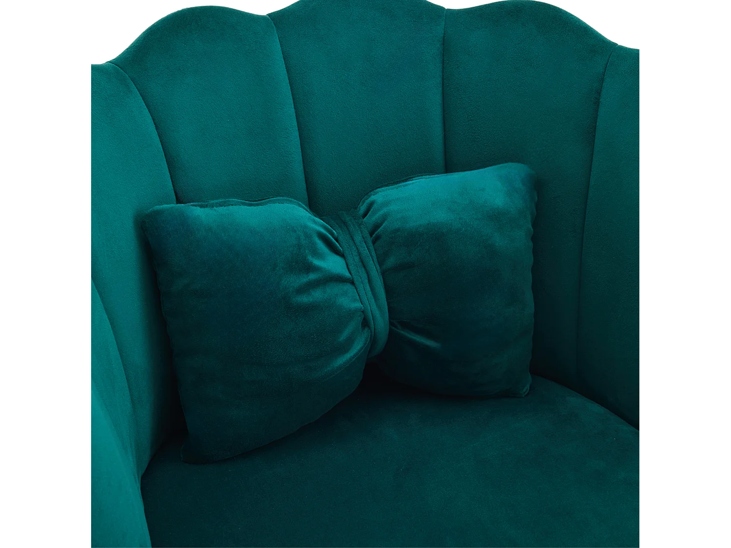 Chaise à manger en velours rembourré avec coussin et pieds en métal - dossier en pétales - bois - vert