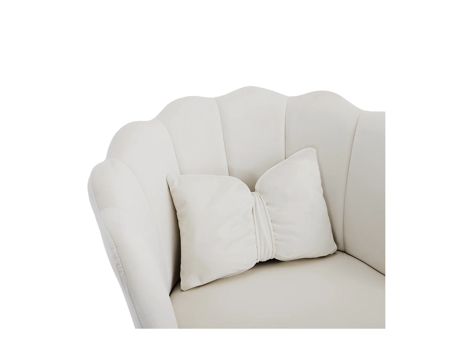 Canapé convertible 2 places en velours - dossier réglable avec coussins moelleux - pieds en bois - beige