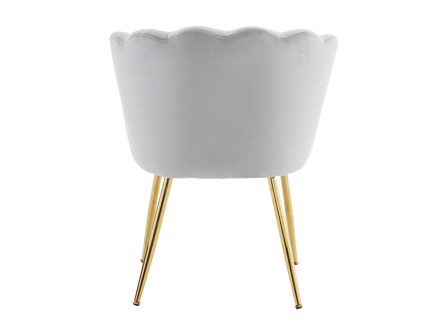 Chaise à manger en velours rembourré avec coussin et pieds en métal - dossier en pétales - bois - gris