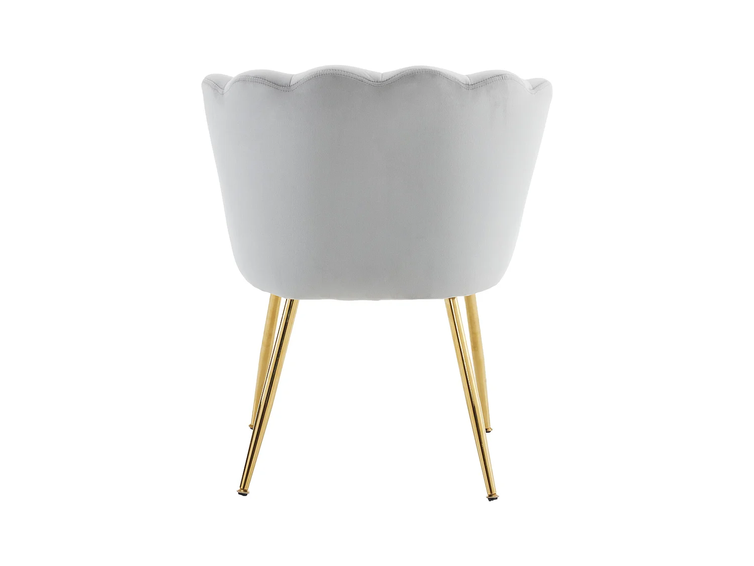 Chaise à manger en velours rembourré avec coussin et pieds en métal - dossier en pétales - bois - gris