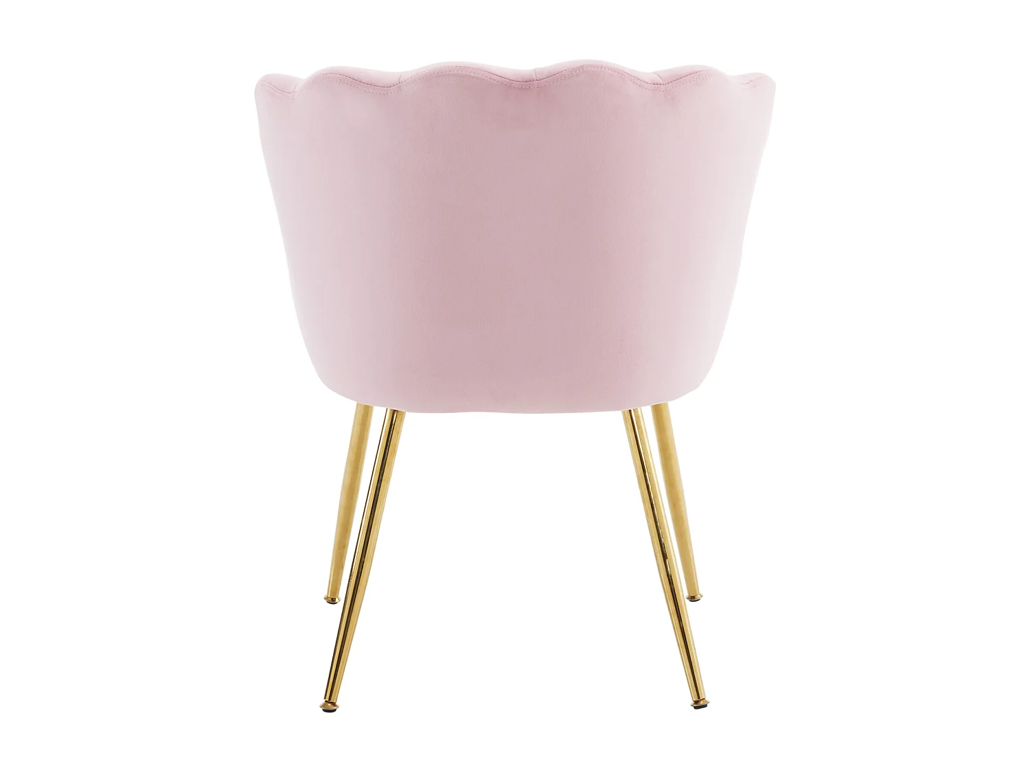 Gestoffeerde fluwelen eetkamerstoel met kussen en metalen poten - bloemblaadjesrug - hout - roze