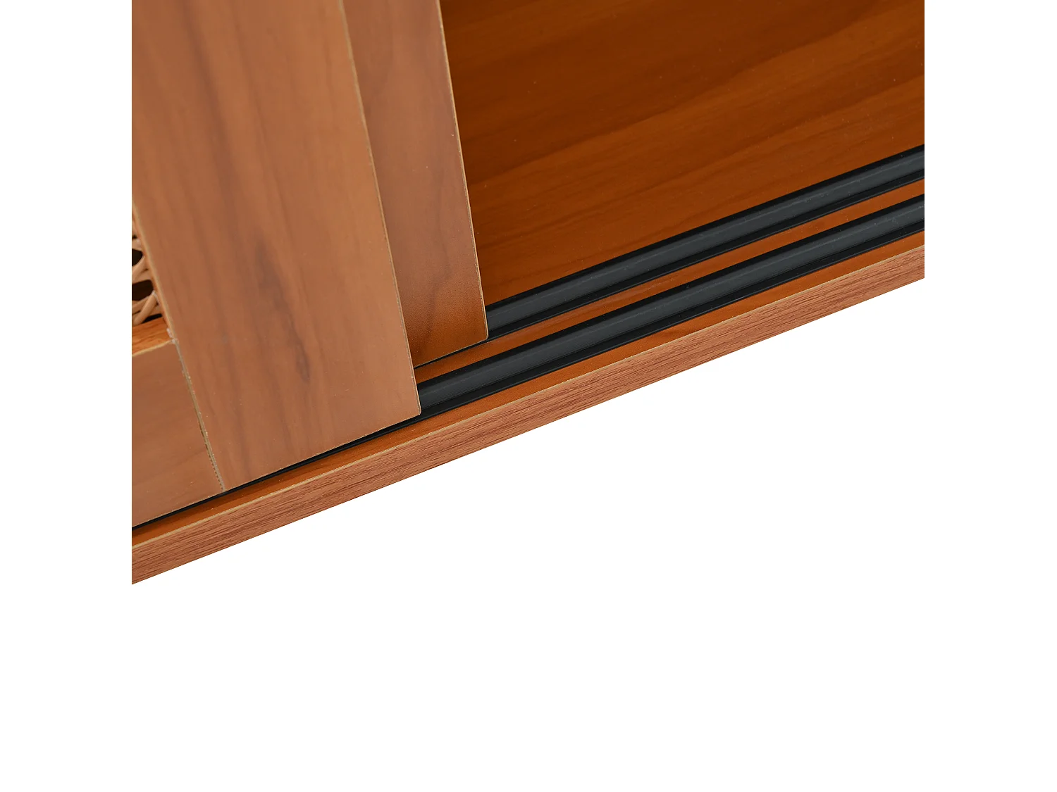 Meuble de bar pivotant avec 2 portes en rotin Îlot de cuisine avec plateau extensible (138-193)x39x104 cm - marron