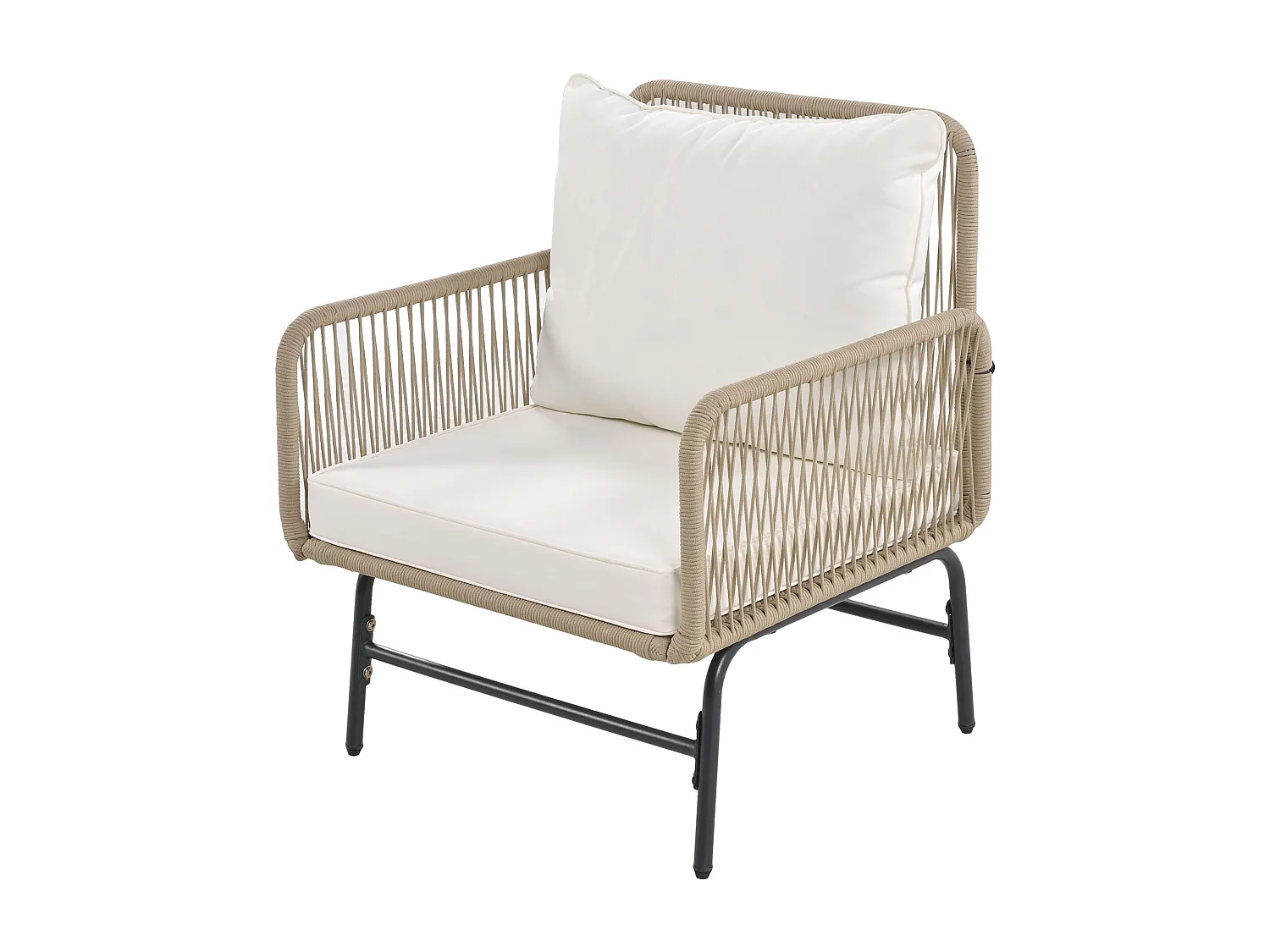 Tuinmeubelset met 6/7 zitplaatsen - 2 banken, 2 tafels en 2 fauteuils - Inclusief kussen - Metaal - Beige