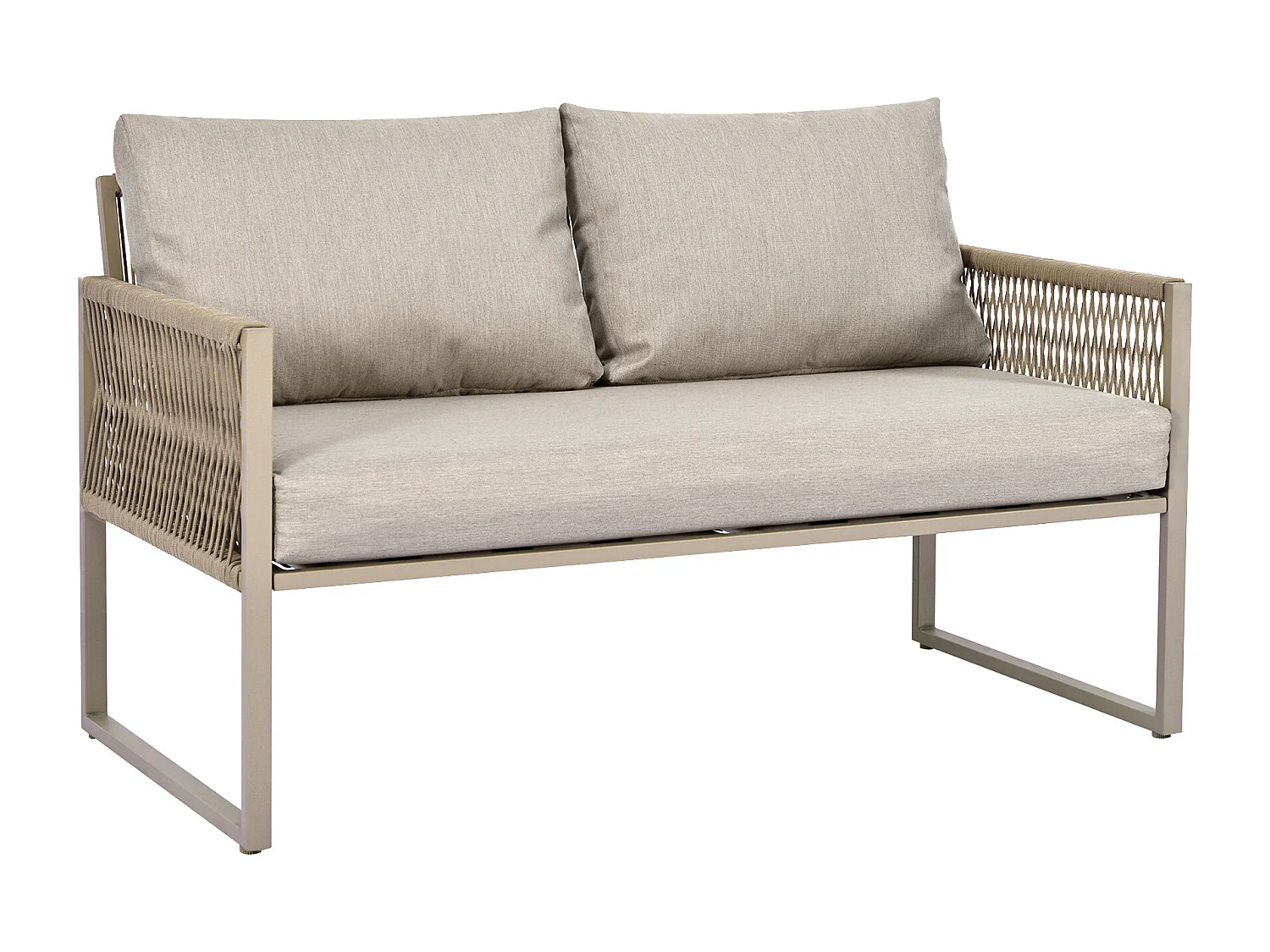 Salon de Jardin Exterieur 5 Places avec Coussin - 3 Chaises et 1 Table - Pieds Réglables - Fer Khaki