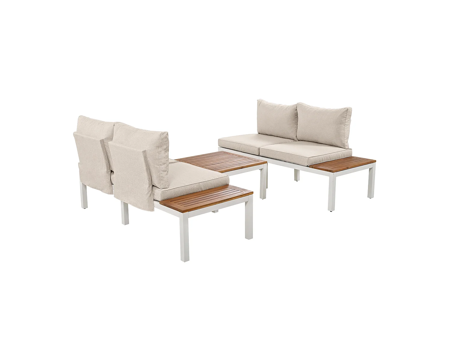 Tuinset, 120x60x66 cm, 2 banken 2-zits, kussens, verstelbare poten, gegalvaniseerd ijzer, beige