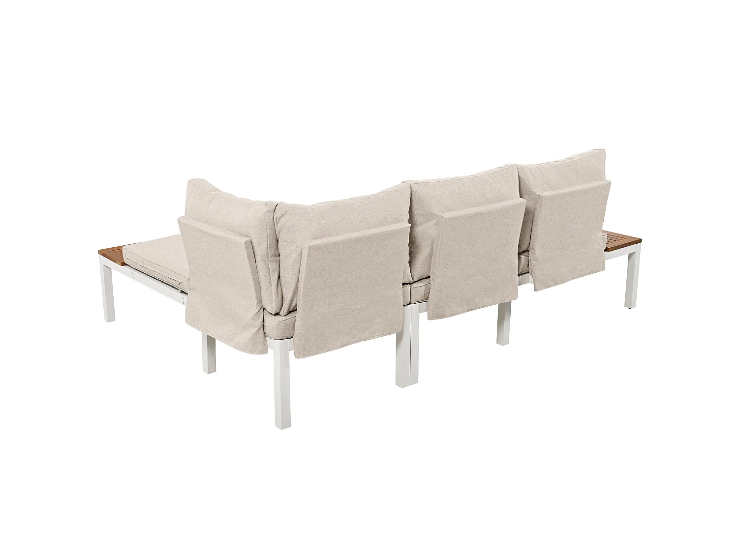 Tuinset, 120x60x66 cm, 2 banken 2-zits, kussens, verstelbare poten, gegalvaniseerd ijzer, beige